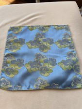 100 Silk Pocket Square Blue With Lime Green Flowers