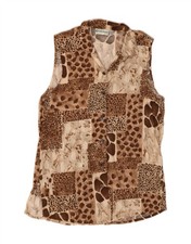 VINTAGE Womens Loose Fit Shirt Dress UK 10 Small Beige Animal Print BQ03