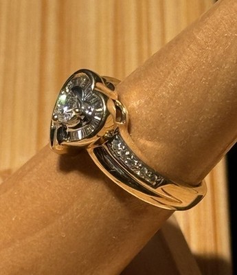 Facets of Fire 10k Yellow Gold Heart Ring 30 Natural Diamonds 3/8ct Engagement 6