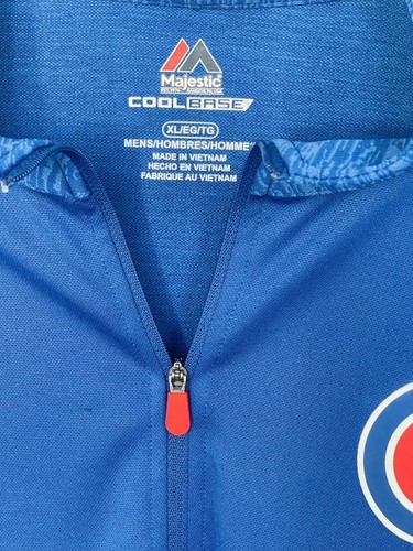 Men’s Majestic Cool Base Chicago Cubs Quarter Zip dugout Pullover XL blue - Picture 6 of 8
