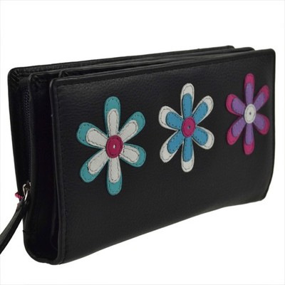 Hohe Damen-Geldbörse aus Leder mit Blumenmuster von Mala Millie Collection   ...