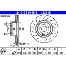 2x ATE 24.0132-0115.1 Bremsscheibe für MERCEDES BENZ S KLASSE W220 C215
