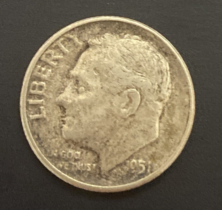 1951 P Roosevelt Dime 10c - Philadelphia 90% US Silver Coin
