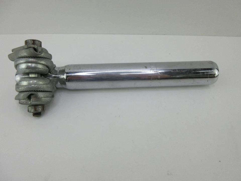 Tija de sillín microajustable vintage para bicicleta de carretera 26,6 mm x 210 mm acero cromado Foto 2 de 4