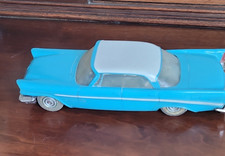 Chrysler 1957 Blue Tin Toy Car Vintage with White Roof