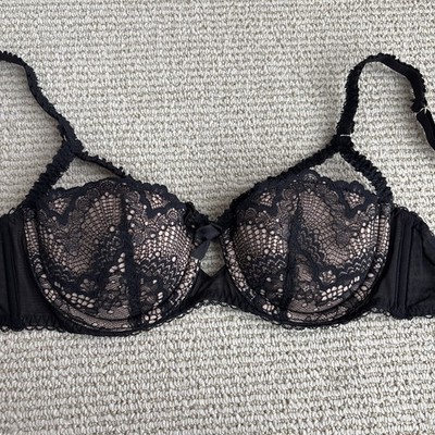 Adore Me 00093 Kimmy Push Up Balconette Black Lace Underwire Bra Sz 34A sexy