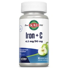 KAL Iron Plus C, Instant Dissolve Iron Supplement for Women and Men, Increased