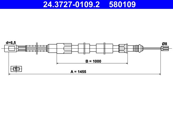 1X ATE 24.3727-0109.2 Seilzug Feststellbremse FüR VW-image