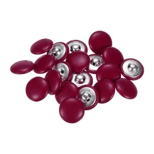 20pcs Leather Covered Button 20mm Metal Round Sewing Buttons, Deep Red