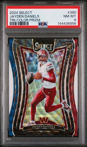 2024 Panini Select Tri-Color Prizm /149 Jayden Daniels Rookie #380 PSA 8
