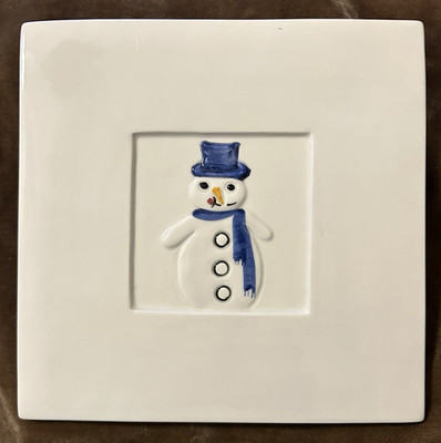 Crate & Barrel ~ 7-3/4'' Square Snowman Trivet / Tile ~ Made in Italy ~ NWT