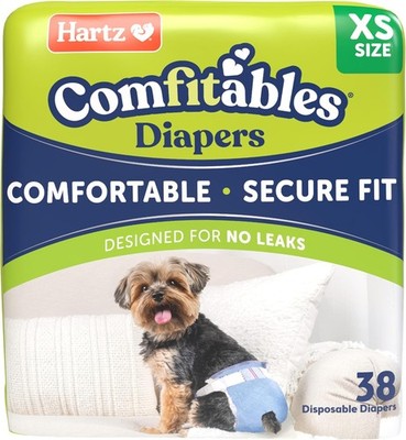Hartz Comfitables Disposable Dog Diapers, Size XS 38 count, Comfortable & Secure