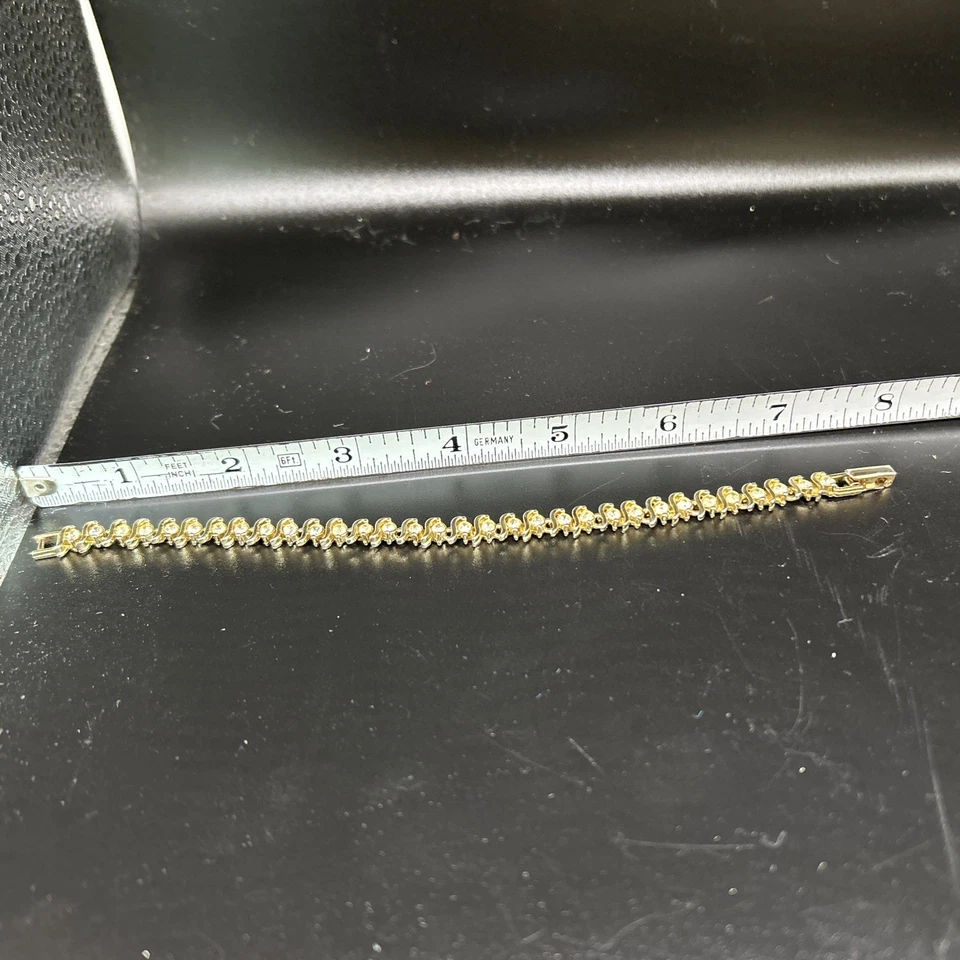 Pulsera Tenis Park Lane "Impresión" Ovalada Circonita Circonita Dorado 7.5" Firmada Foto 3 de 4