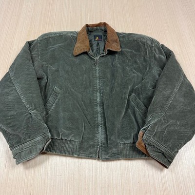 Vintage 90s Corduroy Liz Sport Jacket Quilted Work Harrington Medium Olive Green