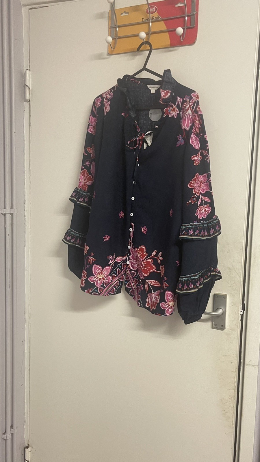 Monsoon Kayla Printed Dobby Blouse shirt Navy Size Medium RRP £58.99 New QVC image 9