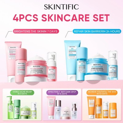 4pcs Skincare Set With Cleanser + Moisturizer + Serum +Toner Dark Spot Treatment