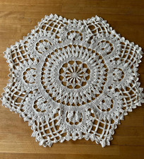 Vintage Handmade Crochet Doily Off white Cotton Diameter 21 in