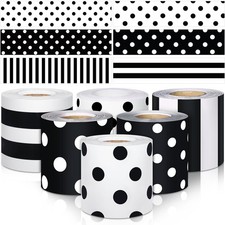 198 Ft Polka Dot Bulletin Board Borders 6 Rolls Black White Straight