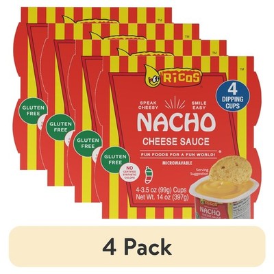 (4 pack) Nacho Cheese Sauce 3.5oz Cup, 4 Count, Shelf-Stable, Ready-to-Eat