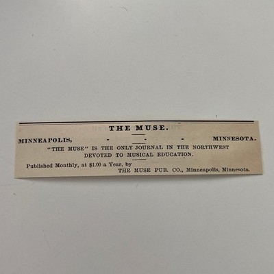 The Muse Pub. Co. Journal Minneapolis MN 1890 Newspaper Ad SAI9-M17