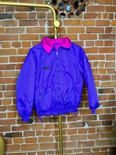 Vintage Columbia Kids Reversible Sportswear Jacket Pink Purple Radial Sleeve 14