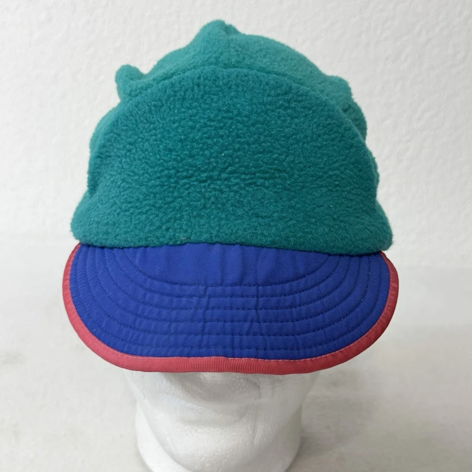 Patagonia Vintage 90s Sz M Green Blue Synchilla Fleece Duckbill Winter Hat USA - Image 2 of 4