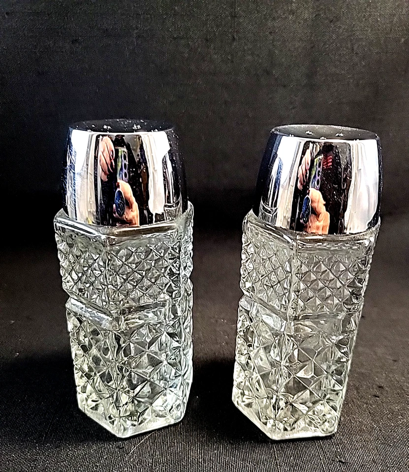 Salero y pimentero Anchor Hocking Wexford diamante transparente 4" en caja original  Foto 2 de 4
