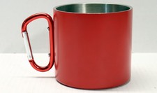 16OZ Outdoor Camping Cup Red, Stainless Steel Coffee Mug Carabiner Clip on