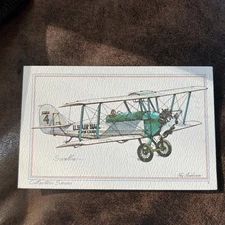 Roy Anderson Art Airplane Jet Postcard JohnsByrne 1973 Varney Air Lines Swallow