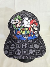 Super Mario Bros Youth Snapback Hat OSFA Black Luigi Mario Graphic Cap