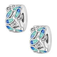 KUNSIR 925 Sterling Silver Bead Spacers Clip Lock Stopper Charm For Bracelet DIY