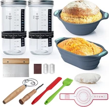 Complete Sourdough Starter Kit - Bread Baking Supplies, 2 x Gray 