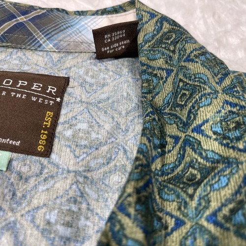 Roper "Wear the West" Damen Plus 2X Pearl Snap Green Print Shirt RN35869 M1 - Bild 5 von 6