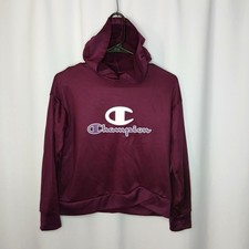 Champion Fleece Lined Hoodie Lightweight Pullover Sweatshirt Stretch sz: 14-16