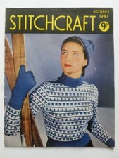 STITCHCRAFT October 1947 - Vintage Needlework / Knitting Magazine