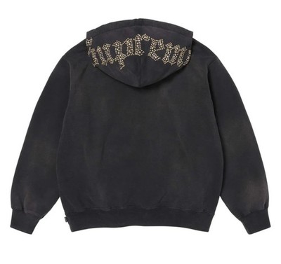 ✓Supreme SS26 Overdyed Studded Hooded Hoodie Size Medium Black