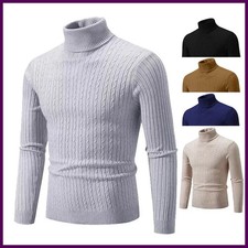 Men  s High Neck Knitted Sweater Warm Winter Pullover Casual Turtleneck
