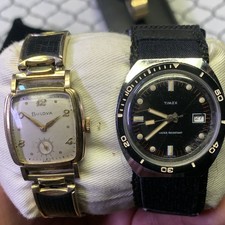 Bulova Timex Project Watch Lot Classic Sport Water Resistant Date Black/ Gold