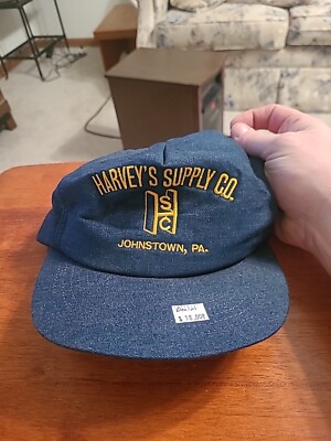 Nice Vintage SKM Harveys Supply Co Johnstown PA Denim Snapback Hat. 25 Years