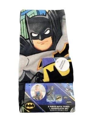 DC Batman 2 piece Bath Towel & Wash Cloth Set for Kids Multicolor  Bath Set- New