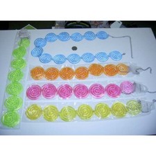 70's Costume Belt Assorted Color Plastic Swirl Discs Metal Chain Link Belt