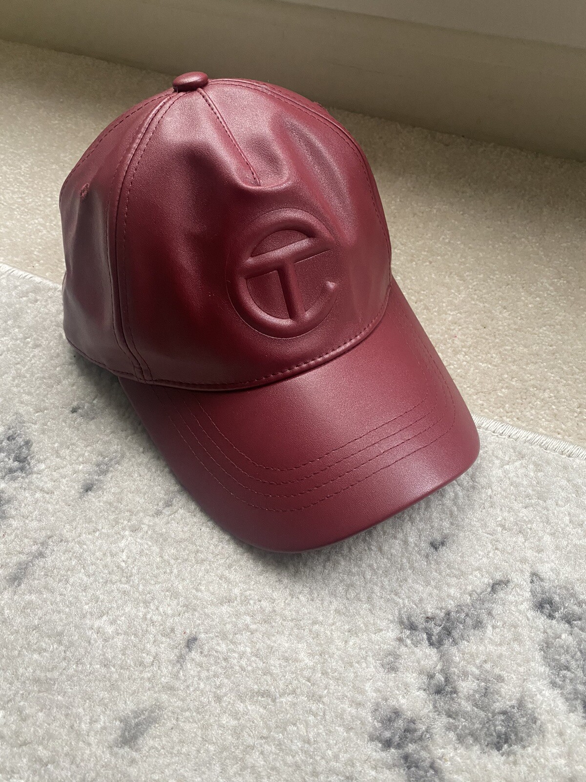 Telfar Logo Embossed Hat Vegan Leather Unisex Red Oxb… Gem