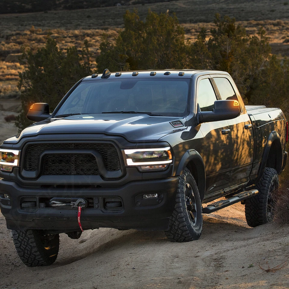 Espejo retrovisor lateral LED ámbar + blanco luz de señal de giro transparente para Dodge Ram 1500 2500 3500 Foto 3 de 4