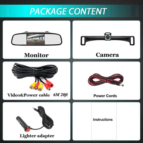 4.3" Mirror Monitor Plug and Play Rear View Backup Reverse Parking System Camera - Picture 12 of 12