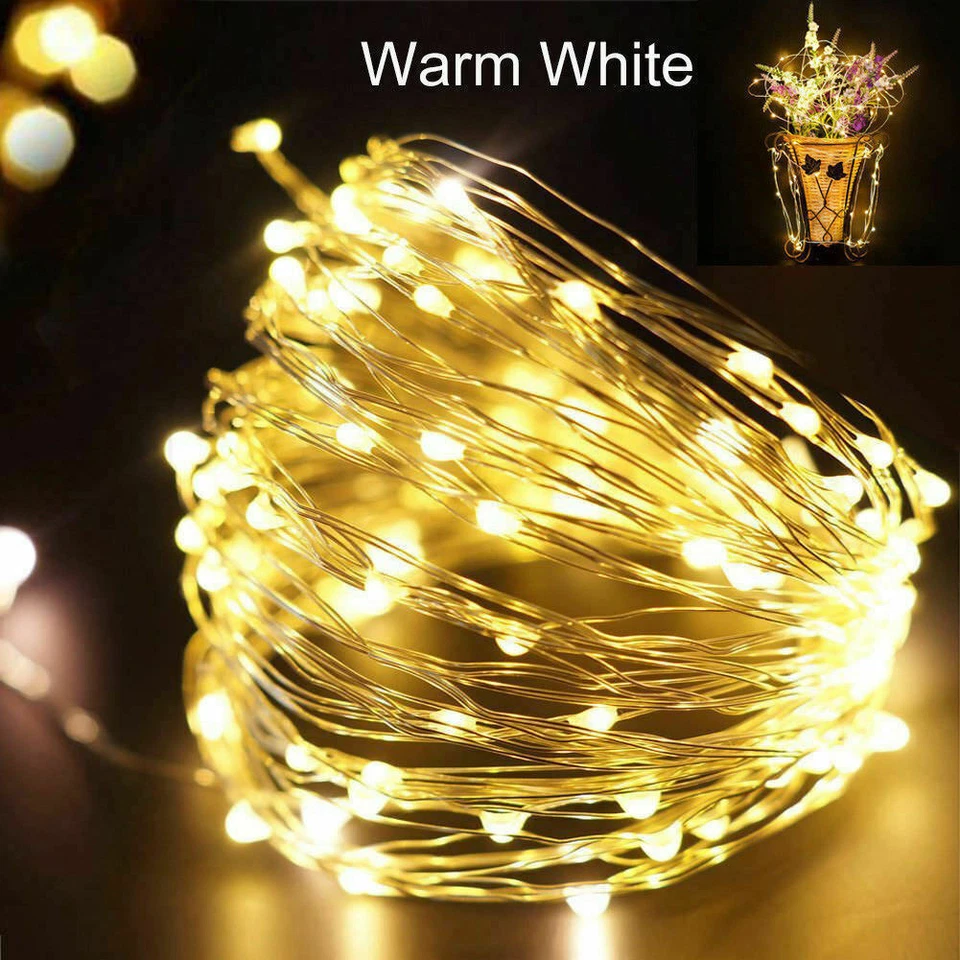 LED String Battery USB 12V Copper Wire Fairy Lights Garland for Xmas Party Decor - Image 4 of 4