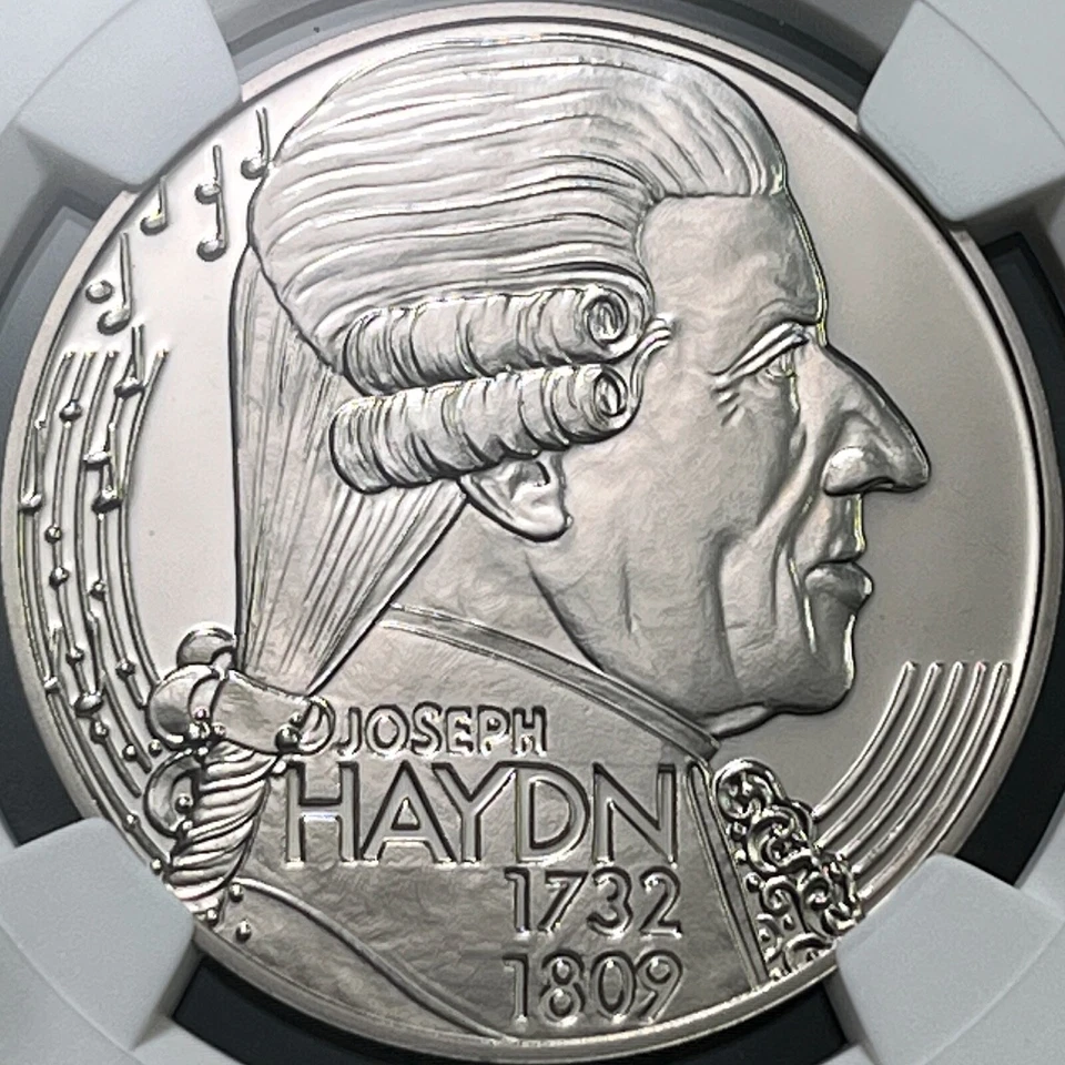 AUSTRIA. 1998, 5 ECU - NGC PF69 - Top Pop 🥇 Joseph Haydn 🎶 - Image 3 of 4