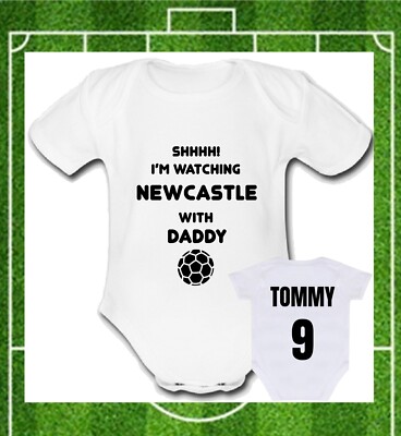 NEWCASTLE @united Babygrow Baby vest grow gift FREE PERSONALISATION  football UTD UK