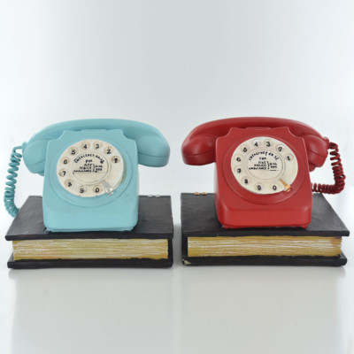 Retro 70er Jahre Telefon Buchstützen schwere Buchstützen Aufbewahrung Büro Neu & Originalverpackt