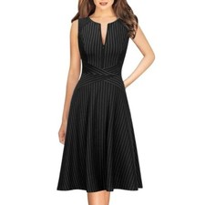 VFSHOW Womens Elegant Front Zipper Slim Work Business Skater A-Line Dress M
