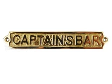 Captain's Bar Wall Plaque Sign Polished Solid Brass Nautical Beach House Boat